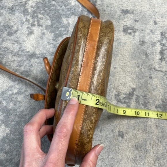 Celine Macadam Coated Canvas Brown Tan Crossbody Bag Flap Close Bow - Picture 7 of 17